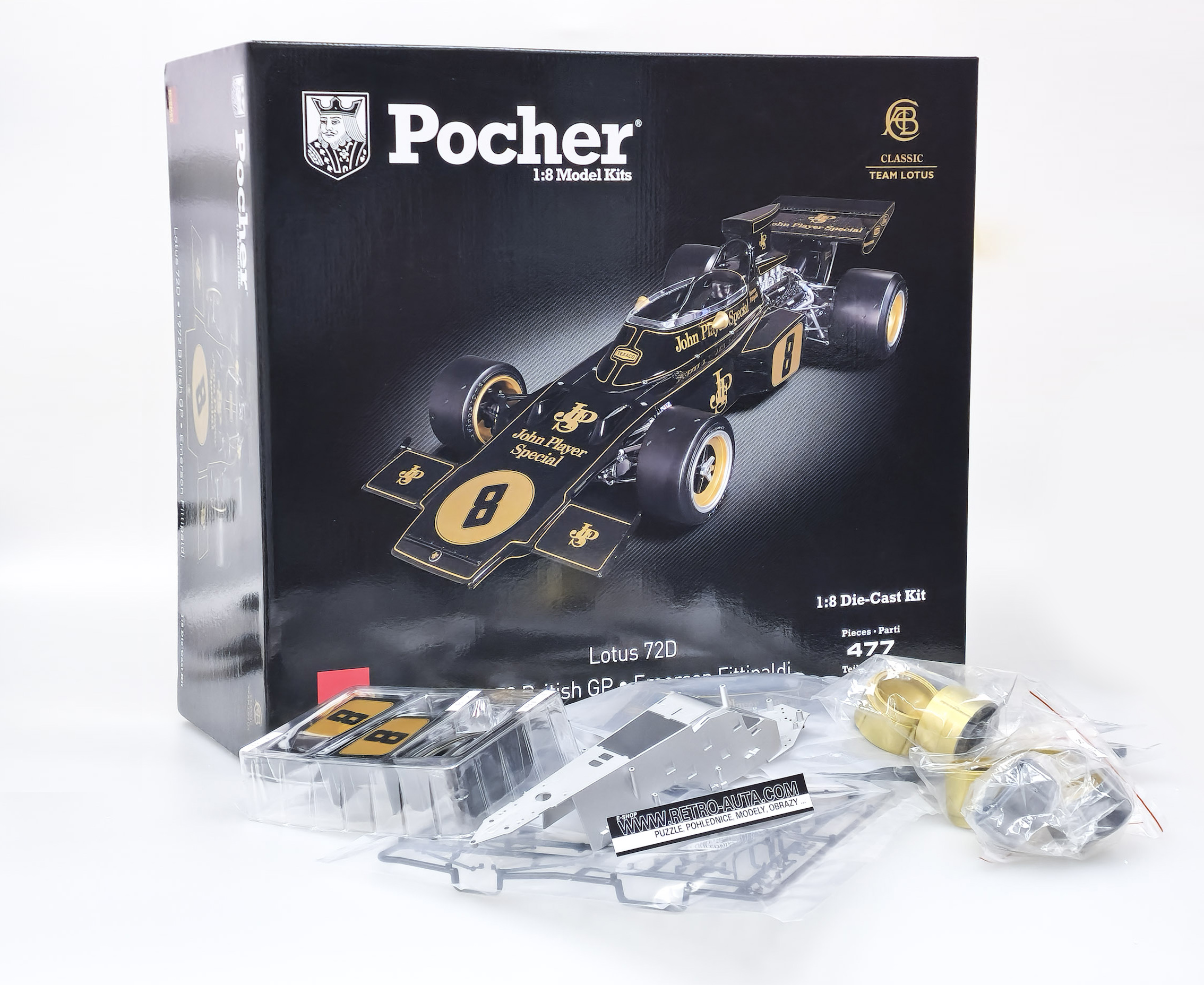 Lotus 72D  #8 Emerson Fittipaldi British GP 1972 - STAVEBNICE - Pocher 1:8_