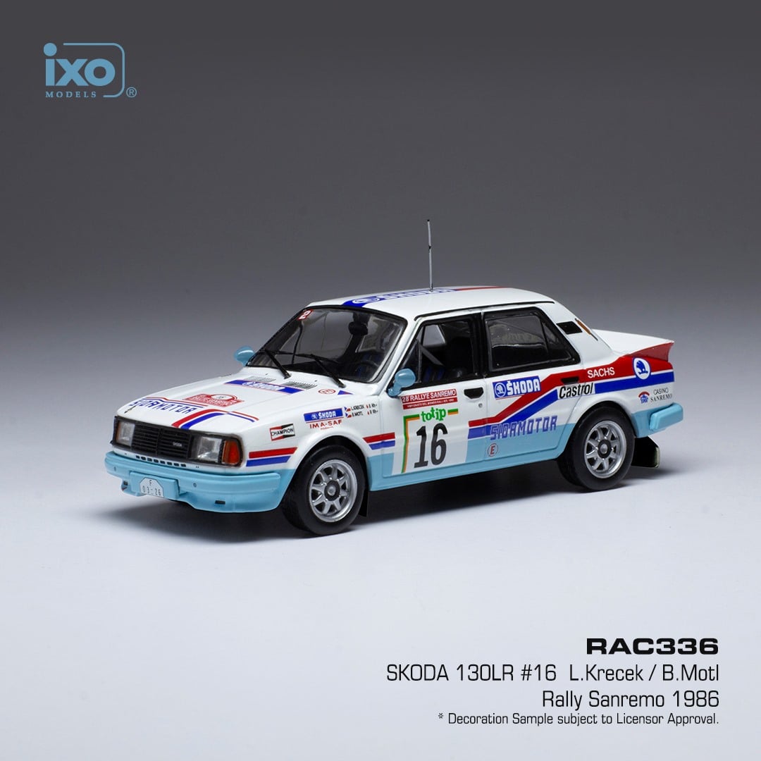 Škoda 130 LR no.16 Rallye Sanremo 1986 Ladislav Křeček/Bořivoj Motl IXO 1:43