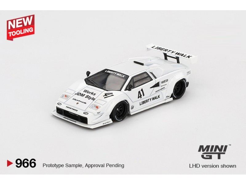 Lamborghini Countach LB-Works Tokyo Autosalon bílá LHD - Blistr - Mini GT 1:64
