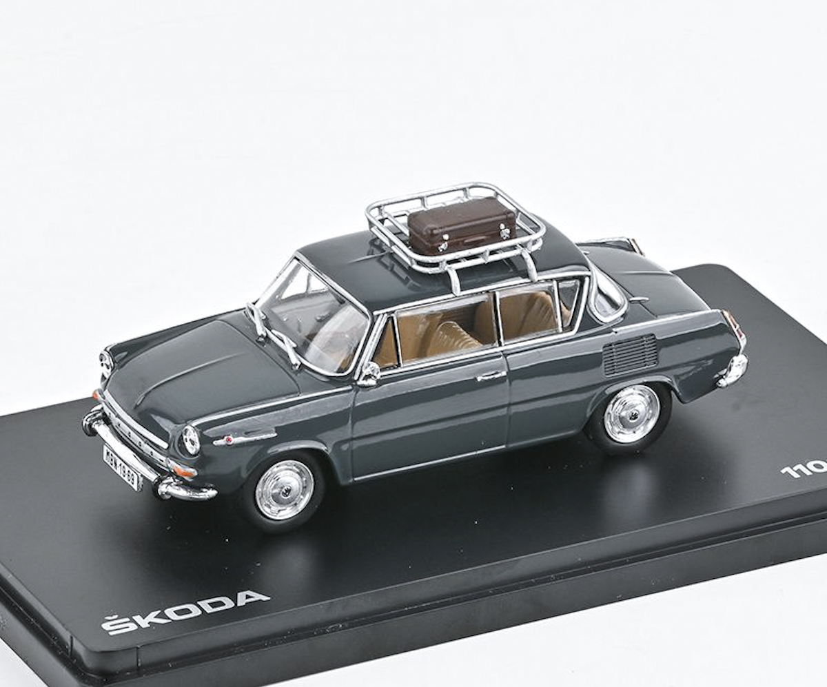 Škoda 1100 MBX (1969) Šedá Tmavá s doplňky ABREX 1:43