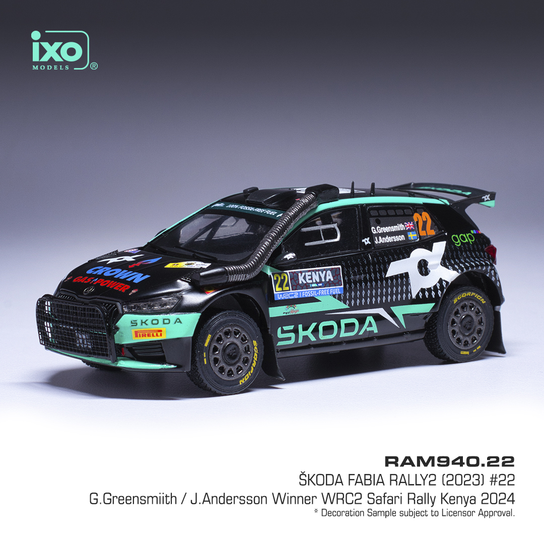 Škoda Fabia RS Rally2 #22 G.Greensmith/J.Andersson WRC Safari Rallye Kenya 2024  IXO 1:43