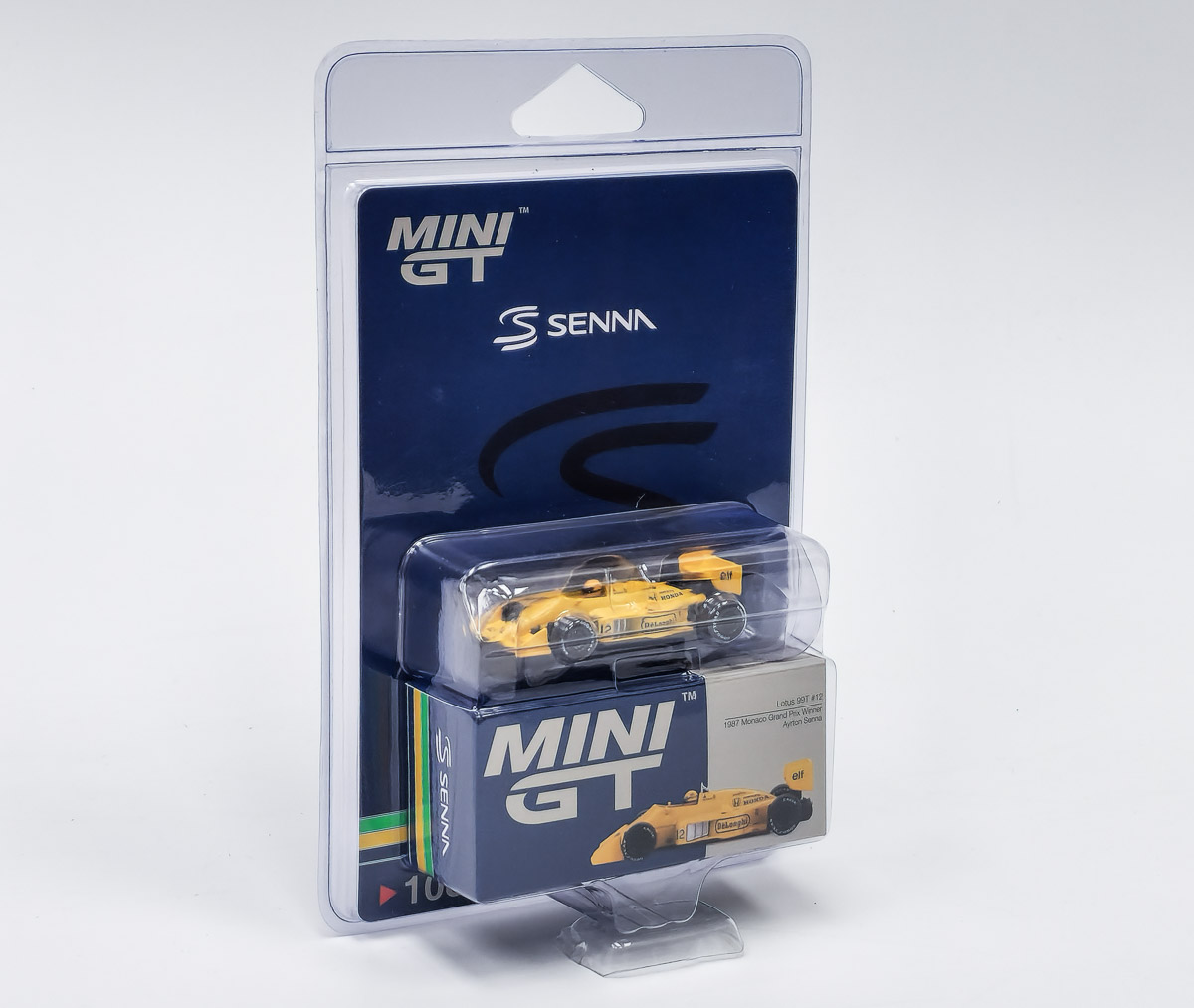 _Lotus 99T nr.12 Ayrton Senna 1987 Monaco Grand Prix Winner - BLISTR- Mini GT 1:64
