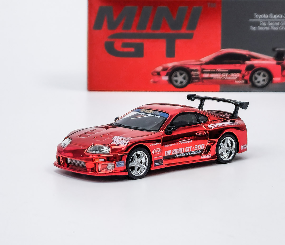 _ TOYOTA SUPRA (A80) TOP SECRET GT-300 RED CHROME 2014 - Mini GT 1:64