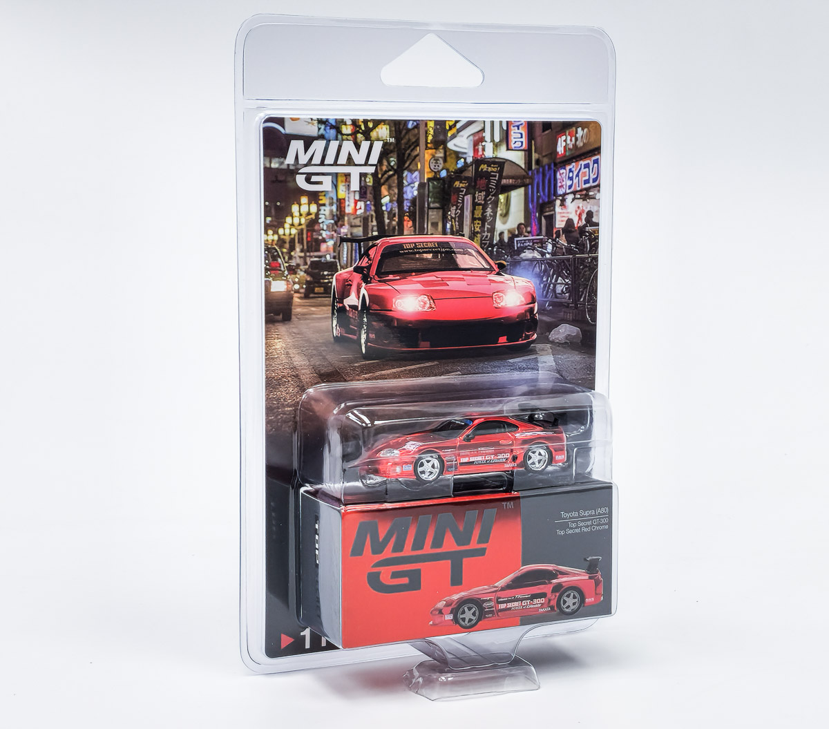 _TOYOTA SUPRA (A80) TOP SECRET GT-300 RED CHROME 2014 - BLISTR - Mini GT 1:64