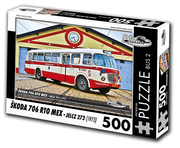 Puzzle BUS 02 - ŠKODA 706 RTO MEX - Jelcz 272 (1973) 500 dílků