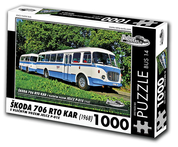 Puzzle BUS 14 - ŠKODA 706 RTO KAR s vlečným vozem Jelcz P-01E (1968) 1000 dílků