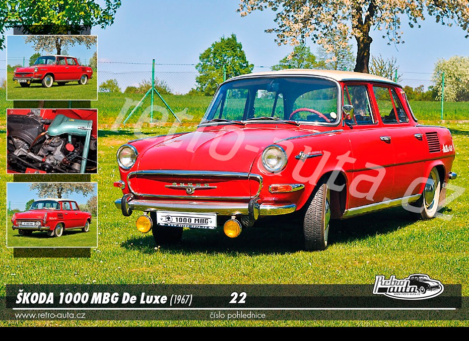 Pohlednice č. 22 - ŠKODA 1000 MBG De Luxe (1967)