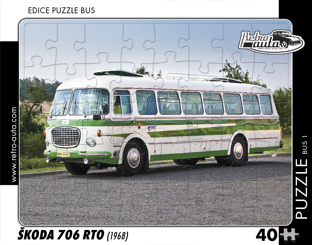 Puzzle BUS 01 - ŠKODA 706 RTO (1968) 40 dílků