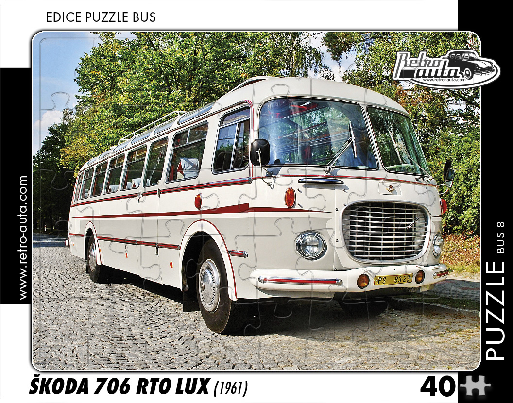 Puzzle BUS 08 - ŠKODA 706 RTO LUX (1961) 40 dílků
