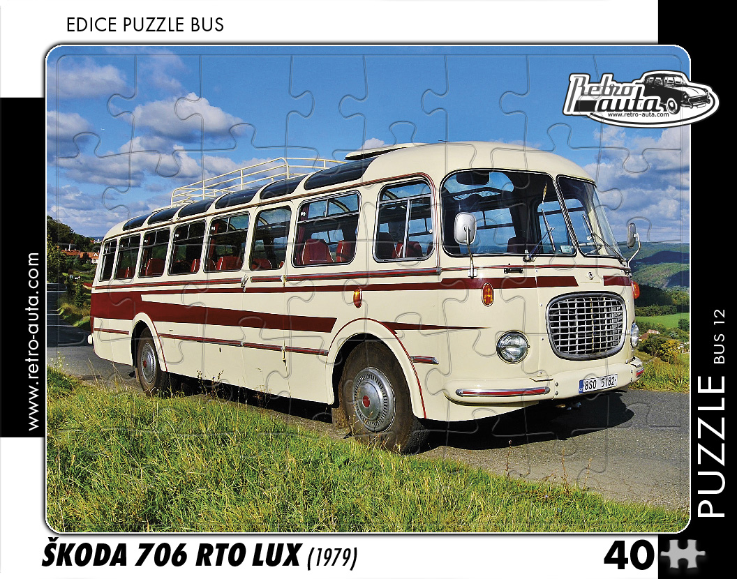 Puzzle BUS 12 - ŠKODA 706 RTO LUX (1979) 40 dílků