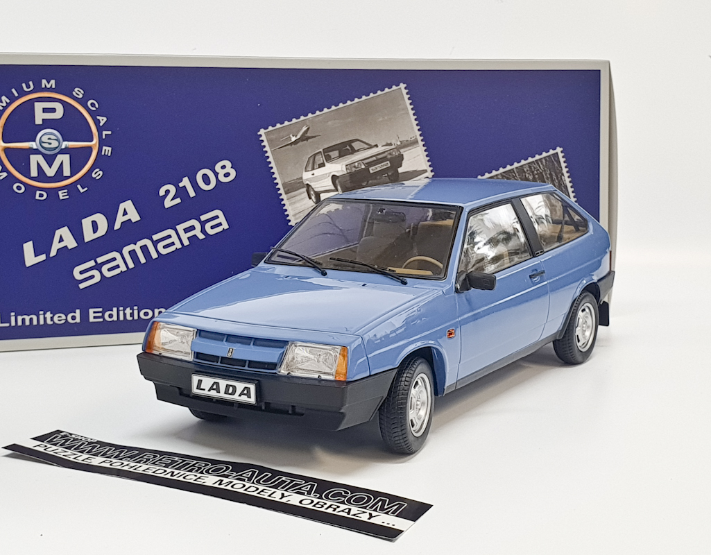 Lada Samara 2108 (1985) Modrá - hnědý interiér 1:18 