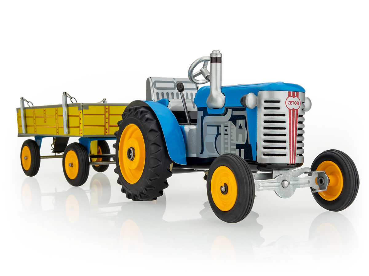 Traktor ZETOR s valníkem - modrý – kovové disky kol KOVAP