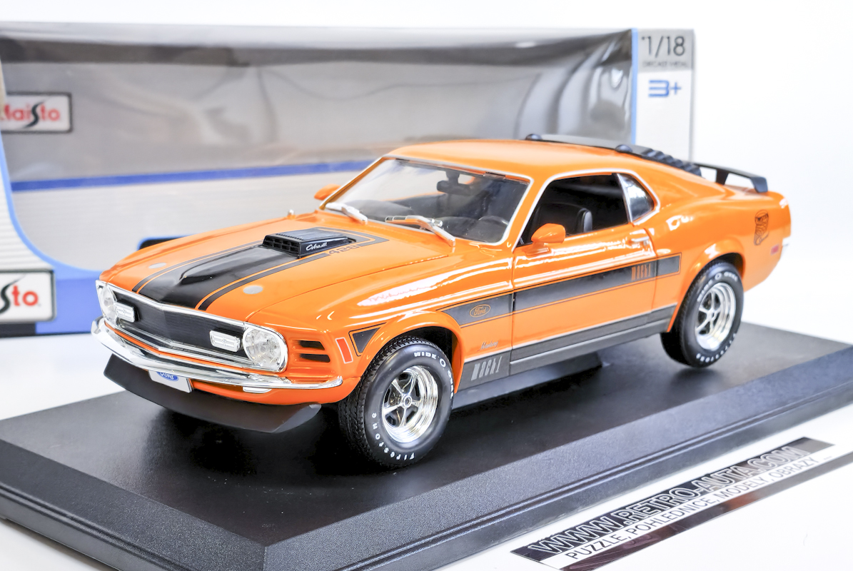 Ford Mustang Mach 1 (1970) - Oranžová/Černá MAISTO 1:18