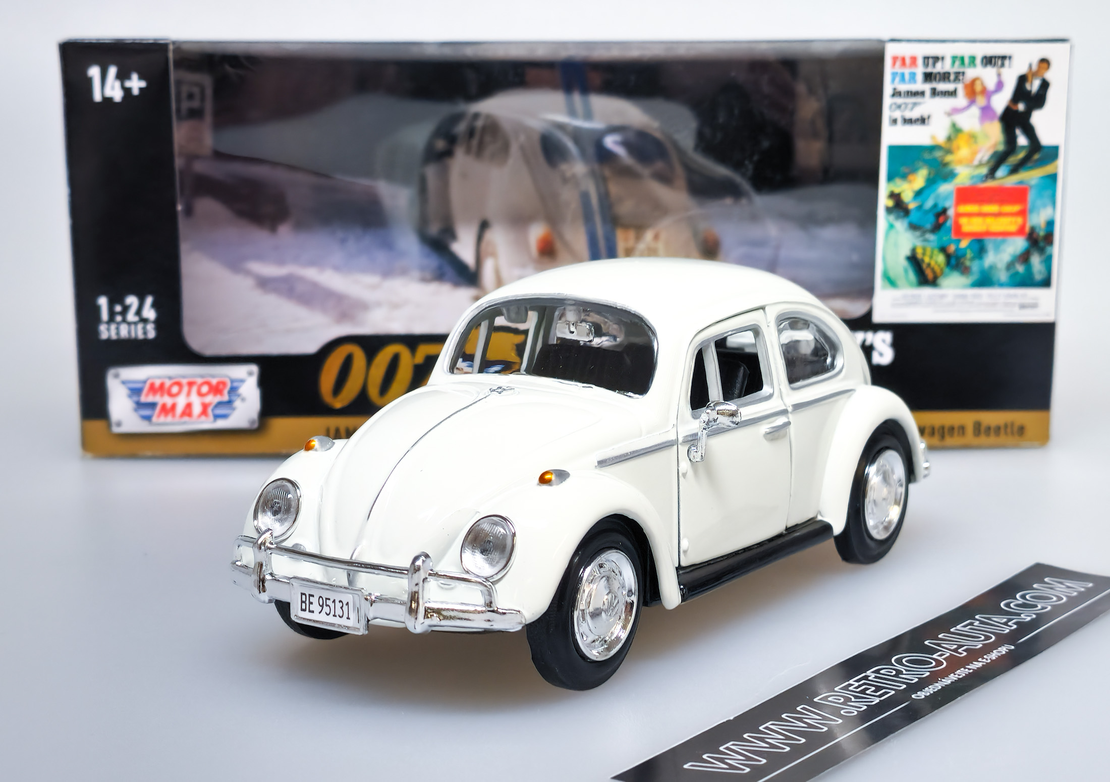 Volkswagen Beetle (1966) 007 James Bond Collection - Bílá - MOTORMAX 1:24 