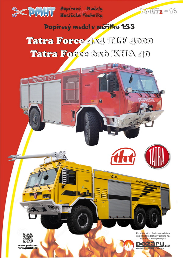  TATRA Force 4x4 TLF 4000 +  TATRA Force 6x6 KHA 40  - papírový model 1:53