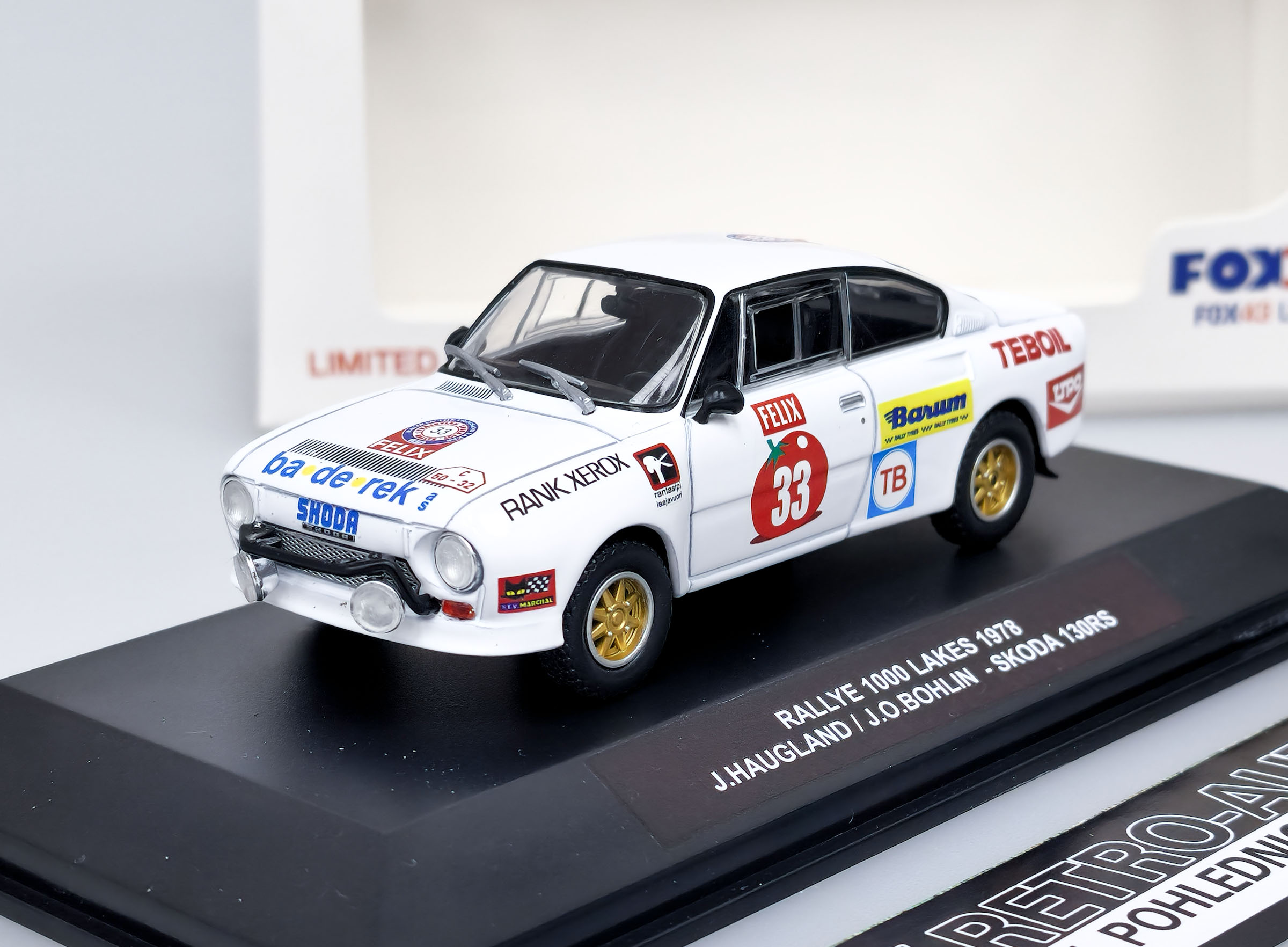  Škoda 130RS n. 33 Rallye 1000 Lakes 1978 FOX18 1:43