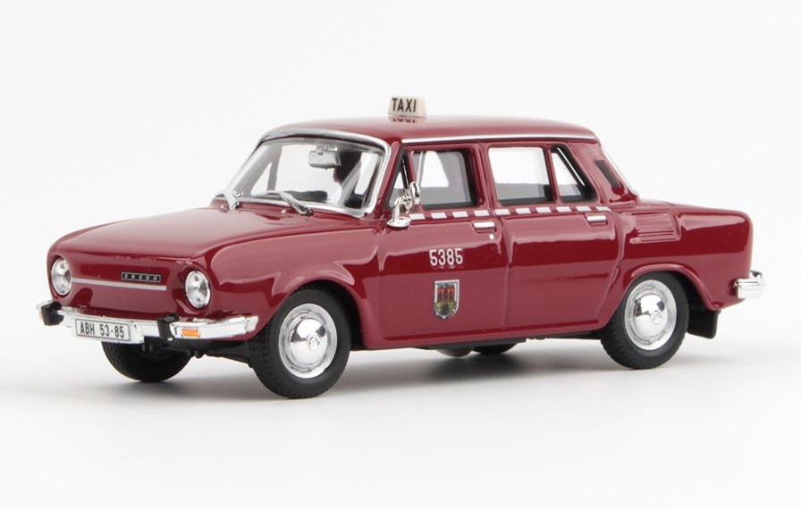 Škoda 110L (1973) Taxi Červená Rubínová ABREX 1:43
