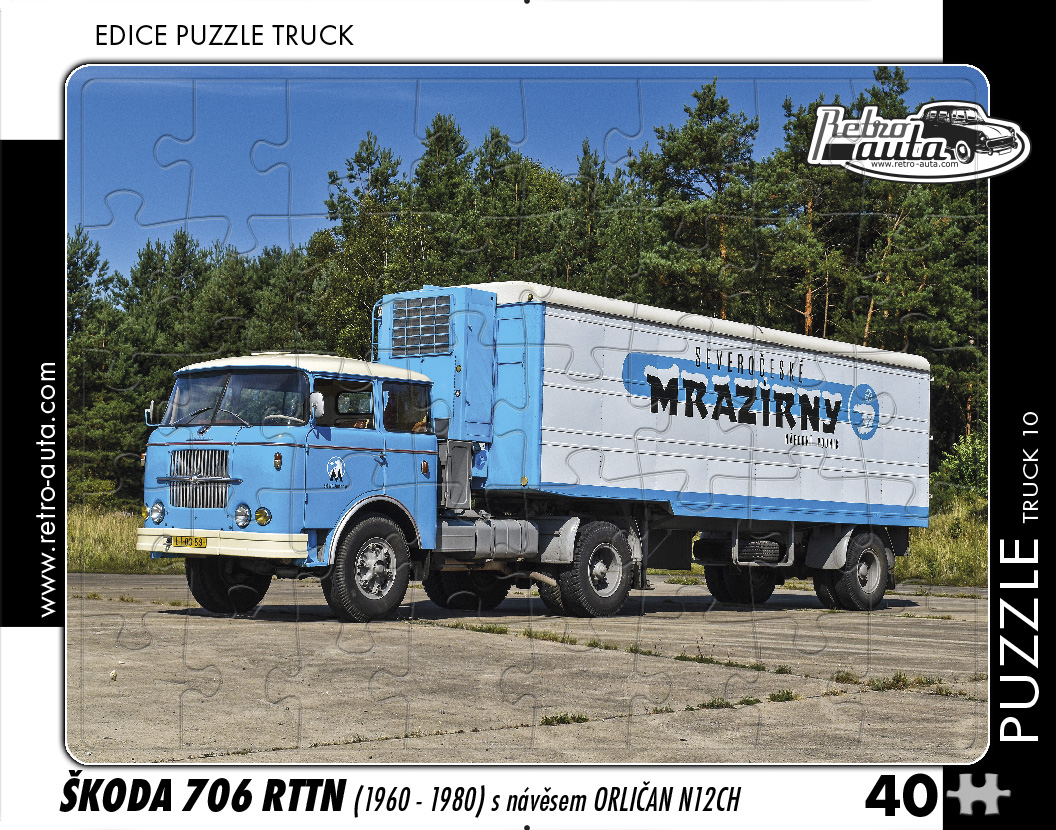 Puzzle TRUCK 10 - Škoda 706 RTTN (1960 - 1980) s návěsem Orličan N12CH 40 dílků