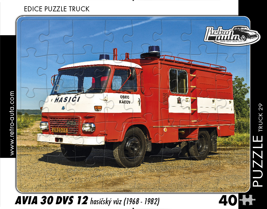Puzzle TRUCK 29 - AVIA 30 DVS 12 hasičský vůz (1968 - 1982) 40 dílků