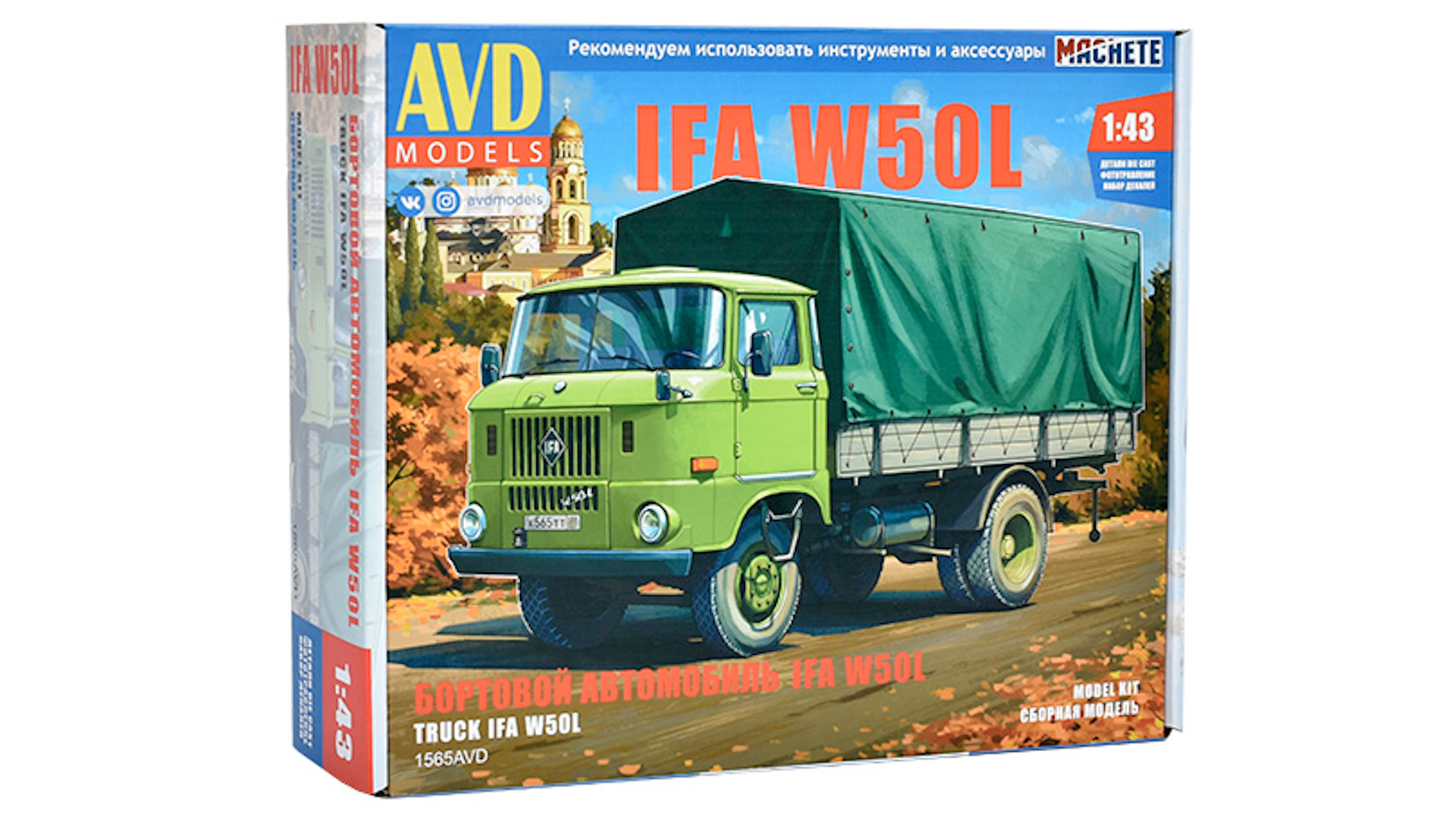 IFA W50L valník s plachtou - Model KIT AVD 1:43 