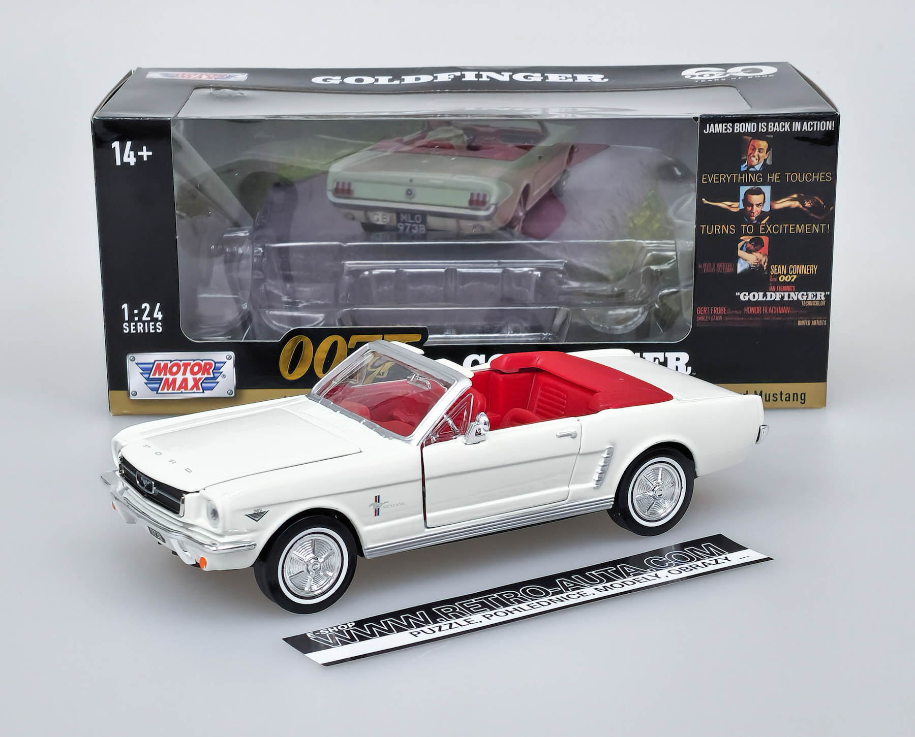 Ford Mustang Convertible (1964) James Bond series - Bílá Motormax 1:24