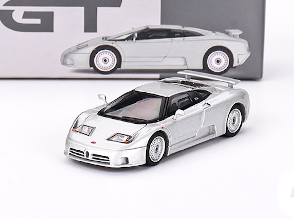 Bugatti EB110 GT - stříbrná Mini GT 1:64