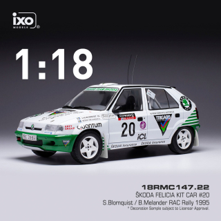 Škoda Felicia Kit Car #20 S.Blomqvist/B.Melander RAC Rally 1995 IXO 1:18 + dárek