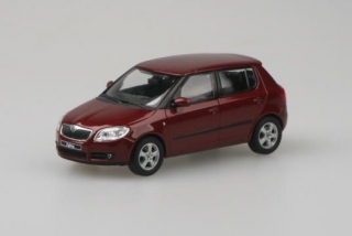 Škoda Fabia II (2006) - Červená Flamenco Metalíza ABREX 1:43