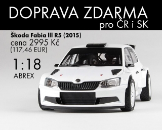 Škoda Fabia lll R5 (2015) 1:18 - Bílá 