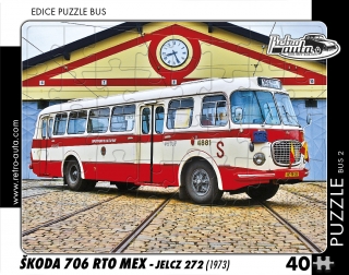 Puzzle BUS 02 - ŠKODA 706 RTO MEX - Jelcz 272 (1973) 40 dílků