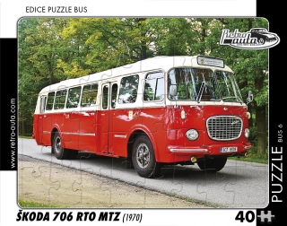 Puzzle BUS 06 - ŠKODA 706 RTO MTZ (1970) 40 dílků