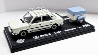 Škoda 120L Bílá + Kempík s doplňky 1:43