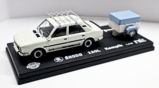 Škoda 120L Bílá + Kempík s doplňky - MJ 1:43