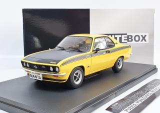 Opel Manta A GT/E žlutá-černá matná WhiteBox 1:24