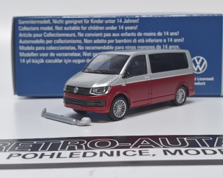 VW T6 Multivan - stříbrná/červená Rietze 1:87