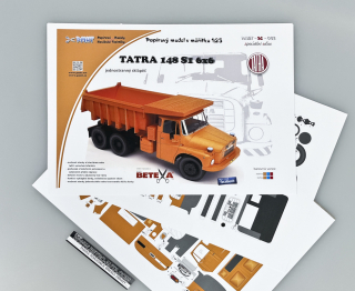 Tatra 148 S1 6x6  - oranžová - papírový model 1:25
