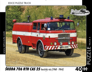 Puzzle TRUCK 05 - Škoda 706 RTH CAS 25 hasičský vůz (1960 - 1964) 40 dílků