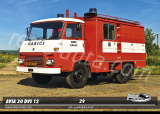 Pohlednice TRUCK č. 29 - AVIA 30 DVS 12 hasičský vůz (1968 - 1982)