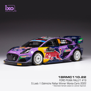 FORD PUMA Rally1 #19 S.Loeb / I.Galmiche Rallye Winner Monte-Carlo 2022 IXO 1:18