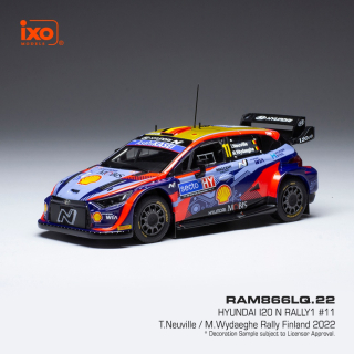 Hyundai i20 N Rally1 #11 T.Neuville/M.Wydaeghe WRC Rallye Finland 2022 IXO 1:43