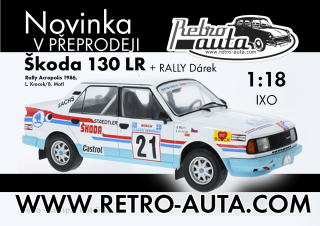 Škoda 130 LR, No.21, WRC, Rally Acropolis 1986,L.Krecek/B.Motl IXO 1:18