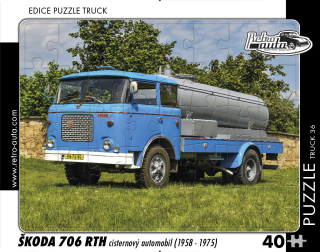 Puzzle TRUCK 36 - Škoda 706 RTH cisternový automobil (1958 - 1975) - 40 dílků