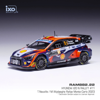 Hyundai i20 N #11 T.Neuville/M.Wydaeghe Rally Monte Carlo 2023 IXO 1:43
