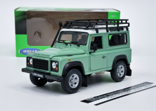 Land Rover Defender - light green/white with roof rack WELLY 1:24
