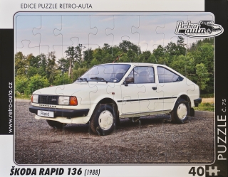 Puzzle č. 75 - ŠKODA RAPID 136 (1988) 40 dílků