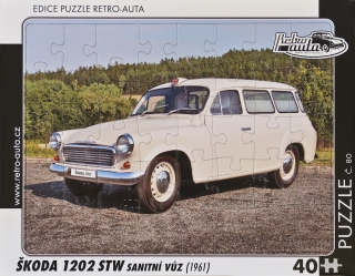 Puzzle č. 80 - ŠKODA 1202 STW Sanitní Vůz (1961) 40 dílků